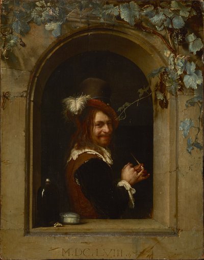 Man with Pipe at the Window by Frans van Mieris the Elder  